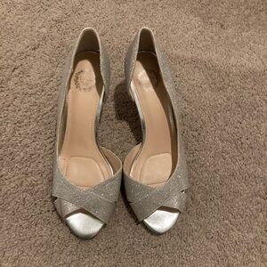 Chic Silver Peep-Toe Heels